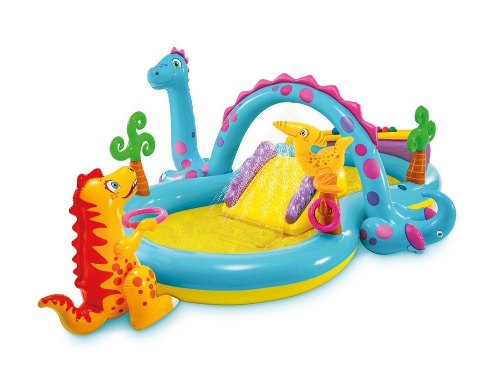 Дитячий надувний басейн "Dinoland" з гіркою та фонтанчиком Intex 57135