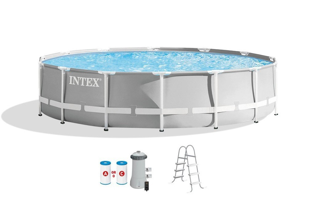 Каркасний басейн Intex 26716 (99*366 см., об'єм: 8592 л., фільтр 2006 л/год, драбина)