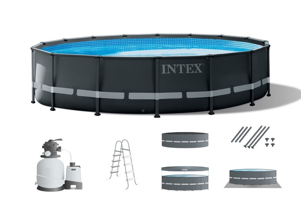 Каркасний басейн Intex 26326 ULTRA XTR (488х122 см., об'єм: 19156 л.) з пісочним фільтром, сходами та тентом