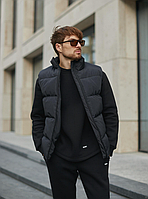 Чоловіча зручна повсякденна стильна плащівка безрукавка чорного кольору