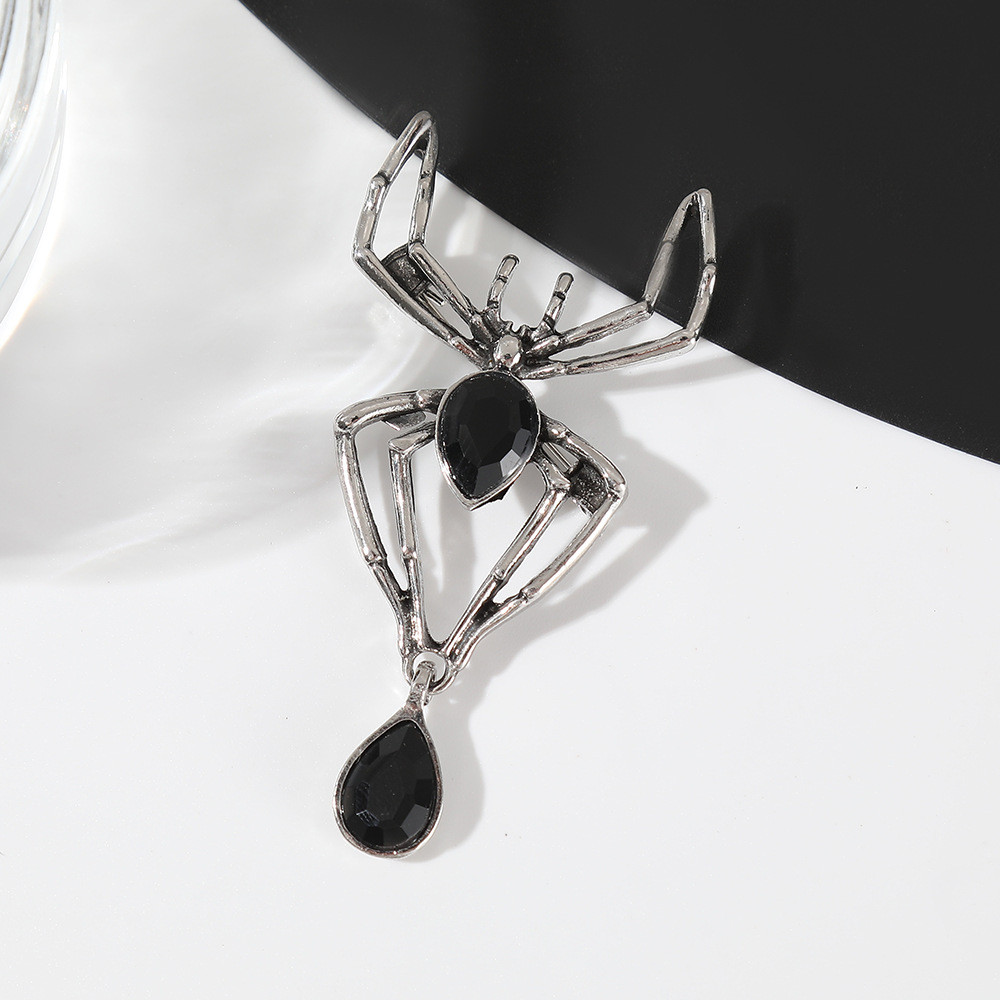 Брошка "Павук сірі стрази", елегантна брошка для костюма, брошка, інтер'єр, фото 1