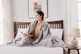 Електроковдра Велика Сіра 180x160см 160Вт Двостороння 9 Режимів Таймер РК Пульт Прати в Машині, фото 2