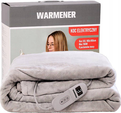 Warmener електрична ковдра warmener 180x160 см, 160 вт, фото 1