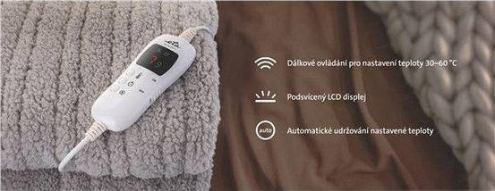 Електроковдра ETA Shaggy 432590000 Фліс 130x160см 9 Температур Таймер 120 Вт, фото 3