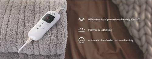 Електроковдра ETA Shaggy 432590000 Фліс 130x160см 9 Температур Таймер 120 Вт, фото 4