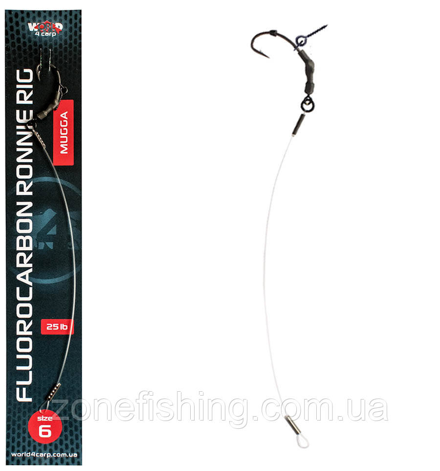 Готовий повідець W4C із флюорокарбону FLUOROCARBON RONNIE RIG (ронні рига), гачок MUGGA No 4