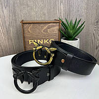 Шкіряний жіночий ремінь широкий з пташками, пояс натуральна шкіра