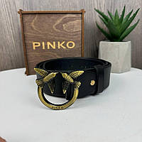 Шкіряний жіночий ремінь широкий з пташками, пояс натуральна шкіра Вінтажне золото