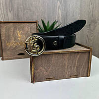 Шкіряний жіночий пояс поясний. Пояс із натуральної шкіри чорний Золото