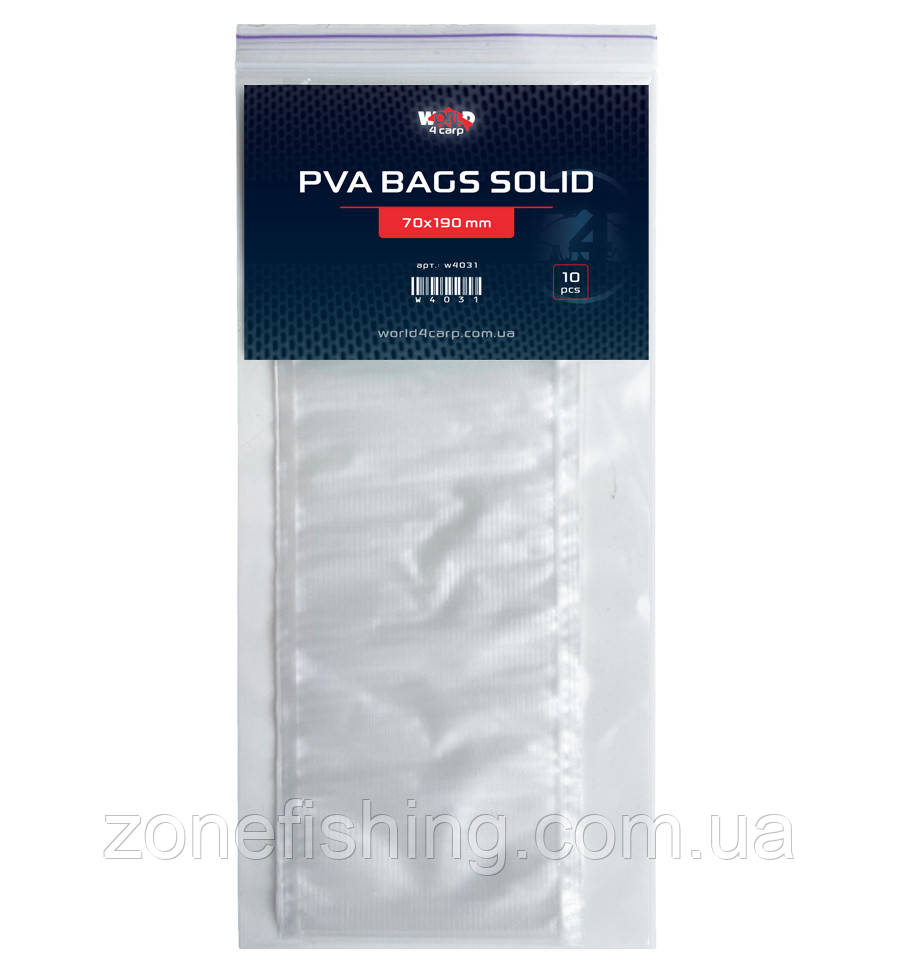 ПВА мішок World4Carp PVA BAG SOLID 10 шт. 70x190 мм