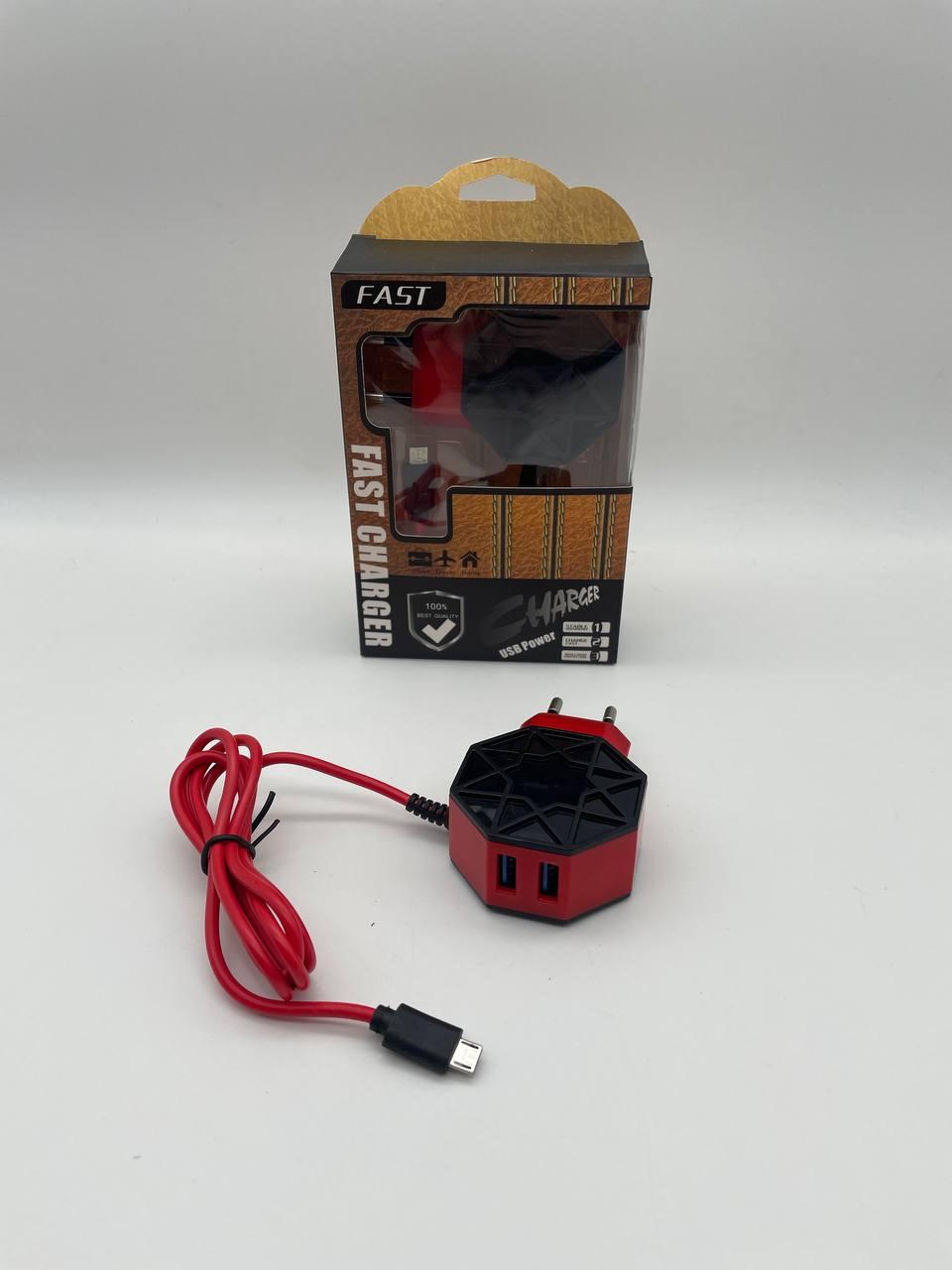 СЗУ адаптер 220V 2USB круглий з швидкою зарядкою Micro FAST CHARGER для смартфонів і планшетів BF