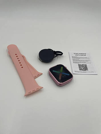Смарт годинник T100 PLUS рожеві з підтримкою дзвінків по Bluetooth водозахист IP67 металевий силіконовий ремінець BF, фото 1