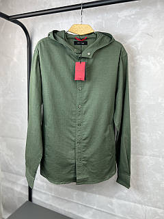 Сорочка з капюшоном Kiton зелена лляна