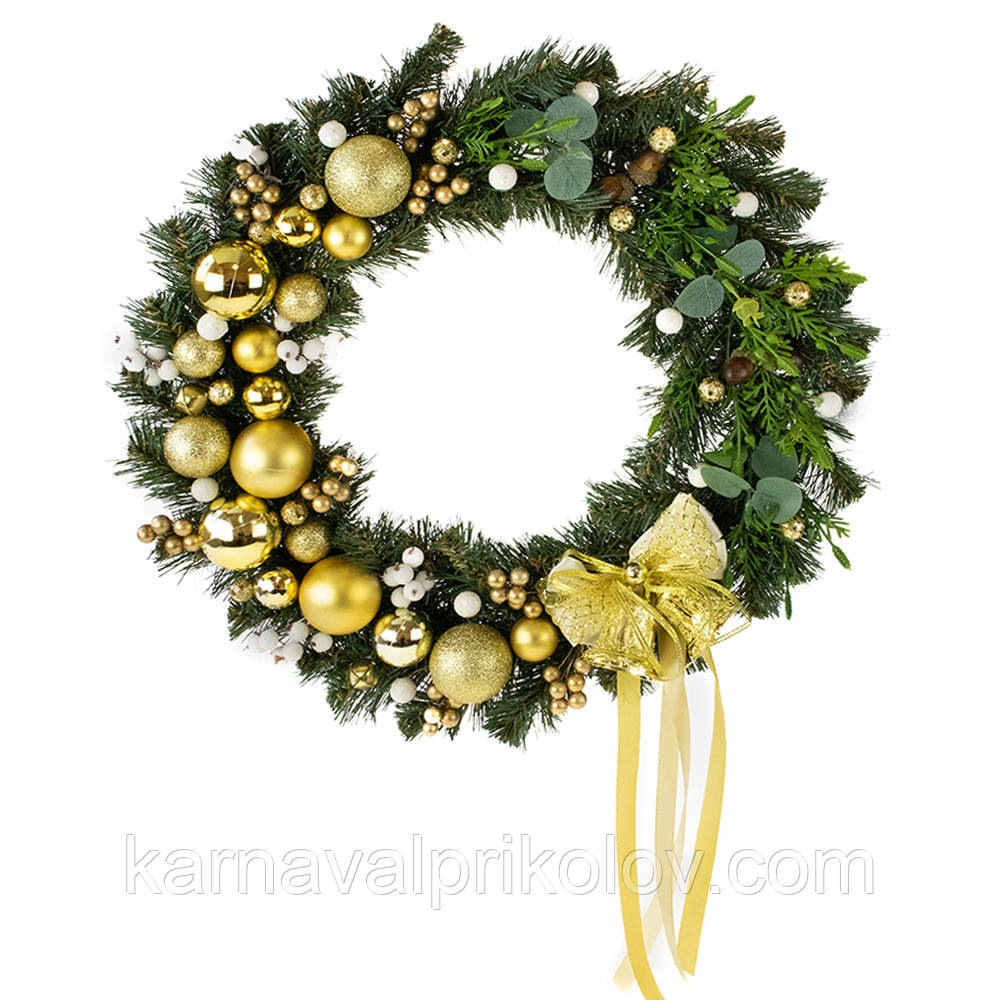 Різдвяний вінок 45см ПЕРЕДЗВІН ЗОЛОТИЙ 13442