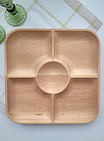 2 в 1: Дошка для подавання страв. Менажниця на 5 секцій (масив бука) 300х20 мм