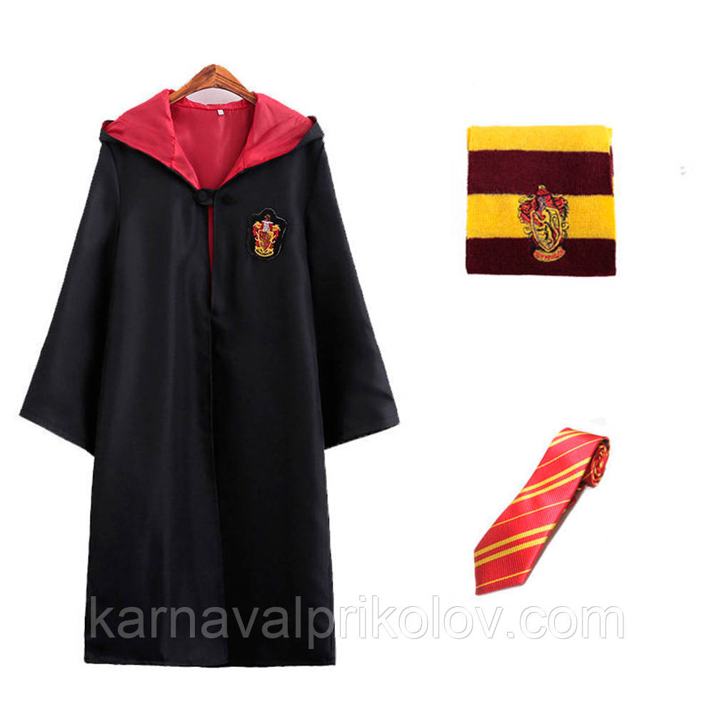 Костюм Гаррі Поттер учня Хогвартс Гріфіндор 2XL (плащ, шарф, краватка)