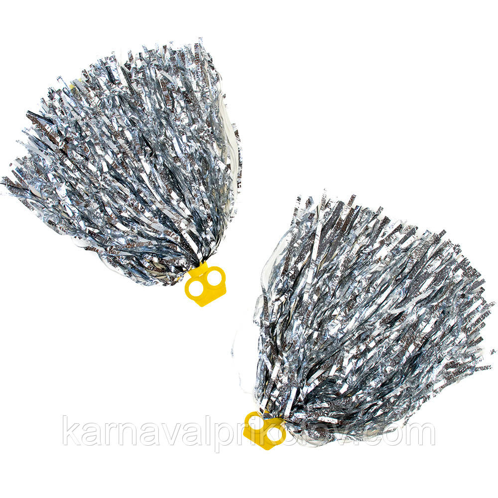 Помпони для черлідингу Струмені з кільцями для пальців уп. 2 шт Стандарт (срібні)