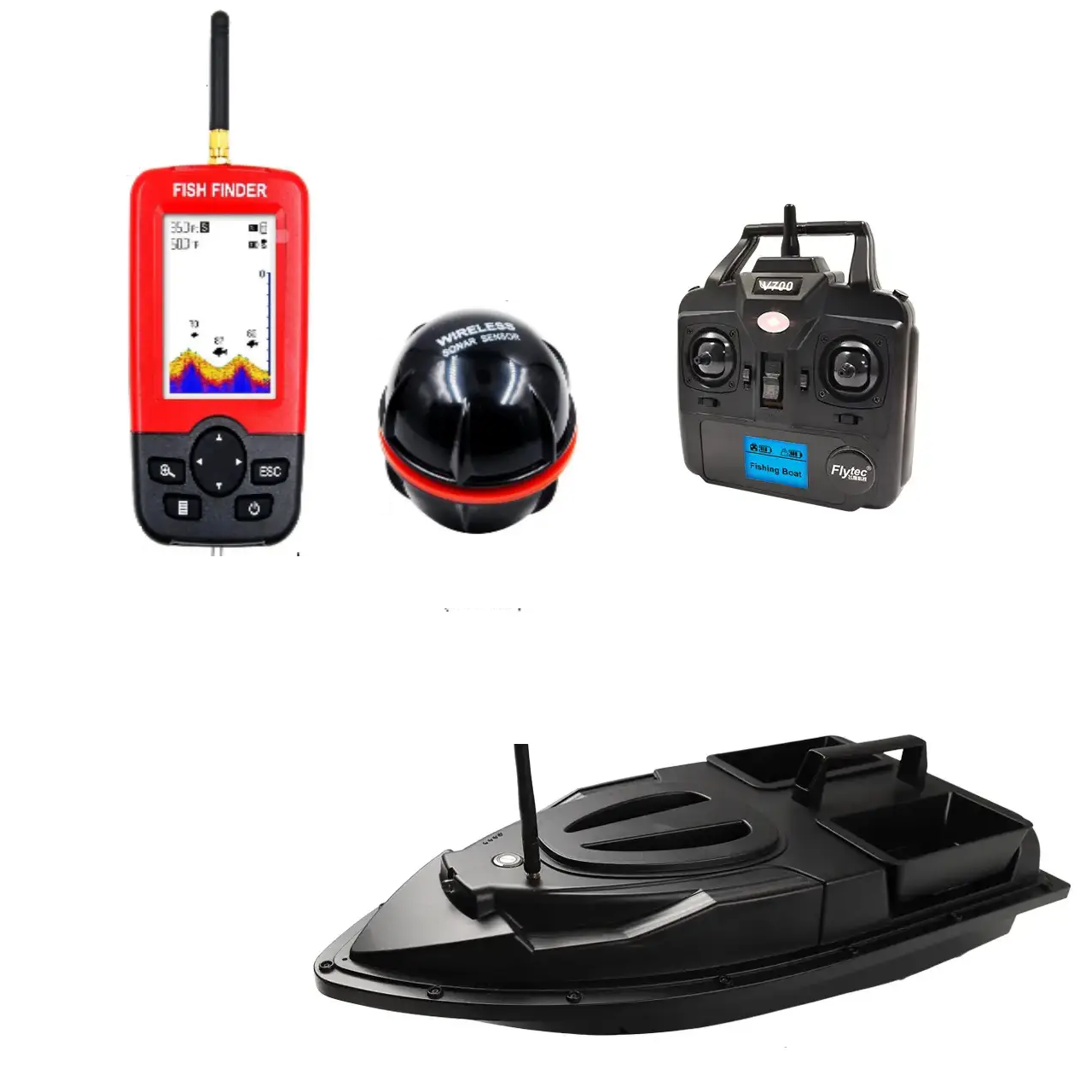 Кораблик для завезення прикорму з GPS і ехолотом із двома бункерами V900 Tccikadas No1863