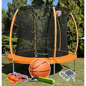 Дитячий Батут WCG 245 см з внутрішньою захисною сіткою і LED підсвічуванням 8FT. Каркасний батут