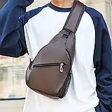 Сумка чоловіча нагрудна коричнева, фото 2
