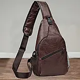 Сумка чоловіча нагрудна коричнева, фото 3