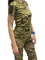 Жіноча військова тактична футболка піксель з липучками