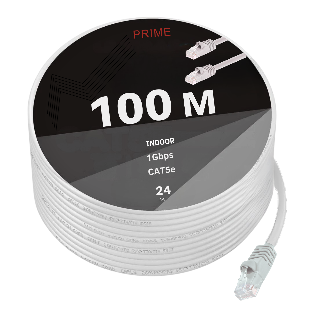 Патч-корд 100 м PRIME Інтернет-кабель LAN Високошвидкісний мережевий кабель для інтернету до 1000 Мбіт/с