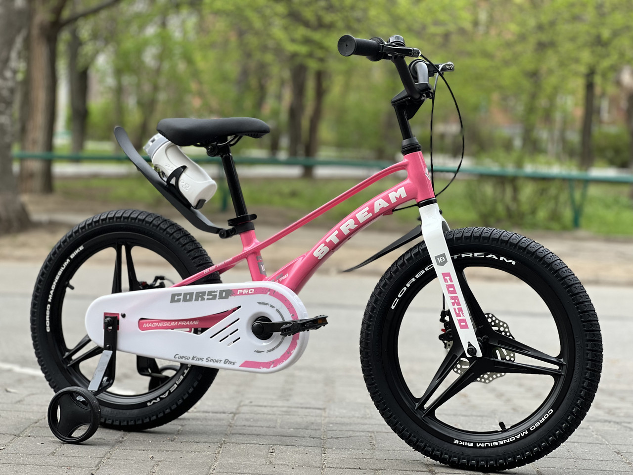 Дитячий велосипед 18" Corso Stream SM-50712 на рост 105-115 см рожевий