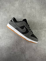 Чоловічі кросівки Nike SB Dunk Low Dark Grey Black Кеди Найк Данк Лоу чорно сірі шкіра замша демісезон, фото 5