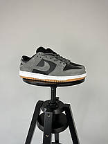 Чоловічі кросівки Nike SB Dunk Low Dark Grey Black Кеди Найк Данк Лоу чорно сірі шкіра замша демісезон, фото 4