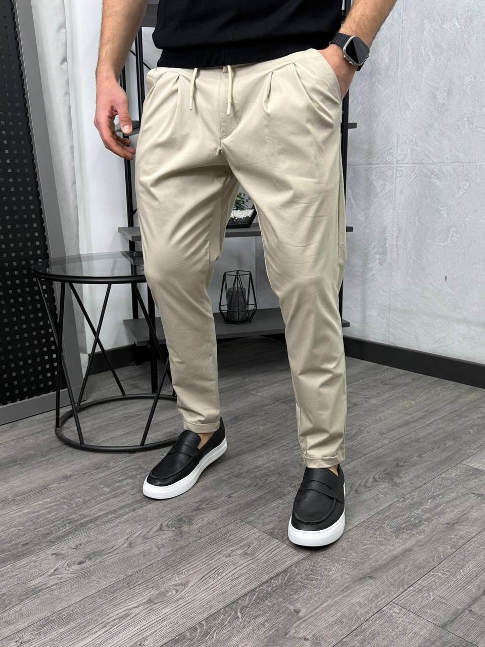 Чоловічі штани брюки H5142 бежеві, фото 1