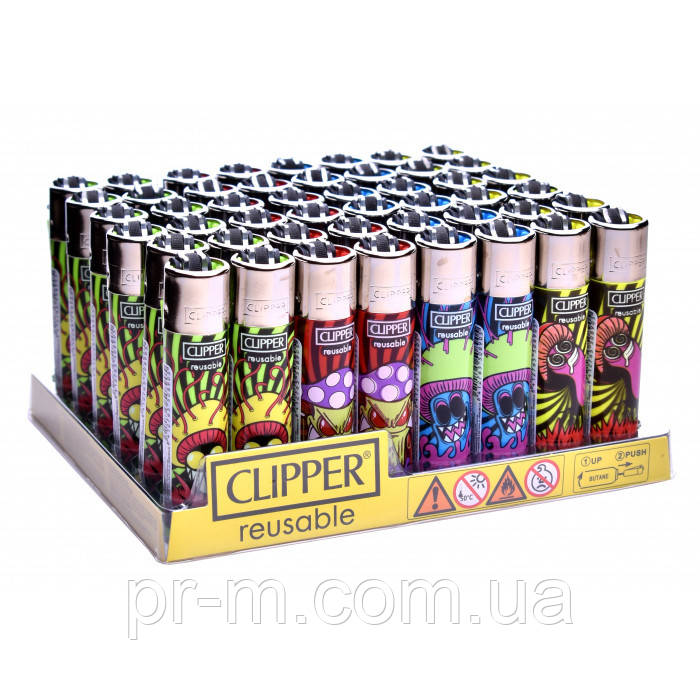 Запальничка CLIPPER REUSABLE CP21R з принтом (48шт/уп)