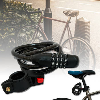 Тросовий велозамок для велосипеда з 4 значним кодом GK-102706 Чорний