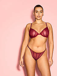 Комплект білизни зі стразами Victoria's Secret Unlined Lace Shine Strap, Бордовий