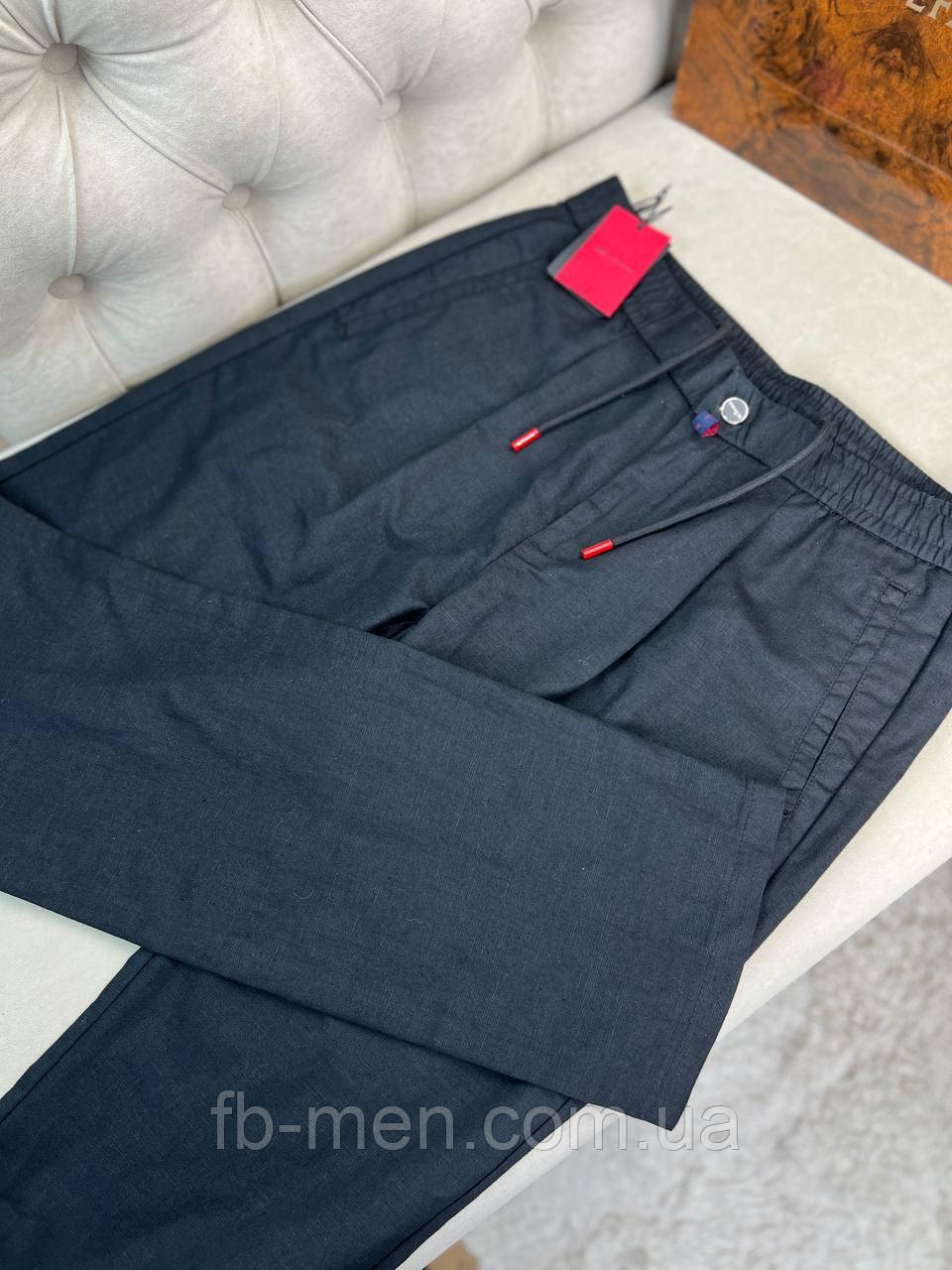 Штани лляні чоловічі Kiton чорного кольору 8002-3 джинси