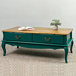 Стіл журнальний «Моне» з натурального дерева в кольорі бірюза