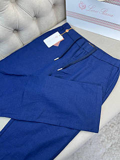 Лляні чоловічі штани Loro Piana синього кольору 78027-1