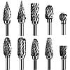 Набір 10шт борфрез шарошок з вольфрамової сталі для обробки/свердління/різьблення (двосторонні), фото 2