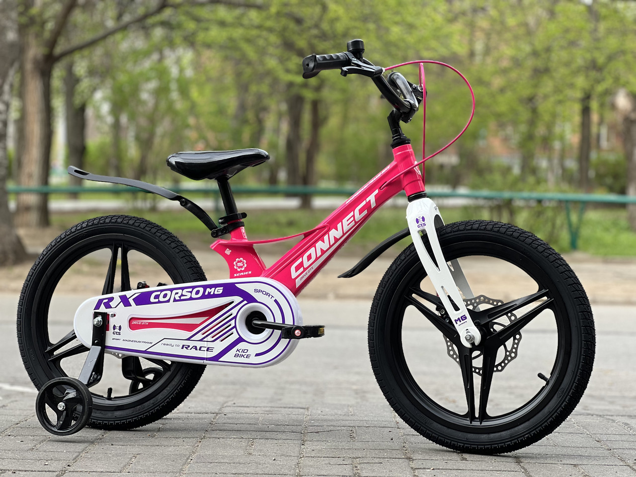 Велосипед дитячий 16" Corso CONNECT MG-16206 чорно-рожевий на зріст 100-115 см