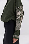 Жіноча вишиванка з коміром і вільним рукавом, фото 6