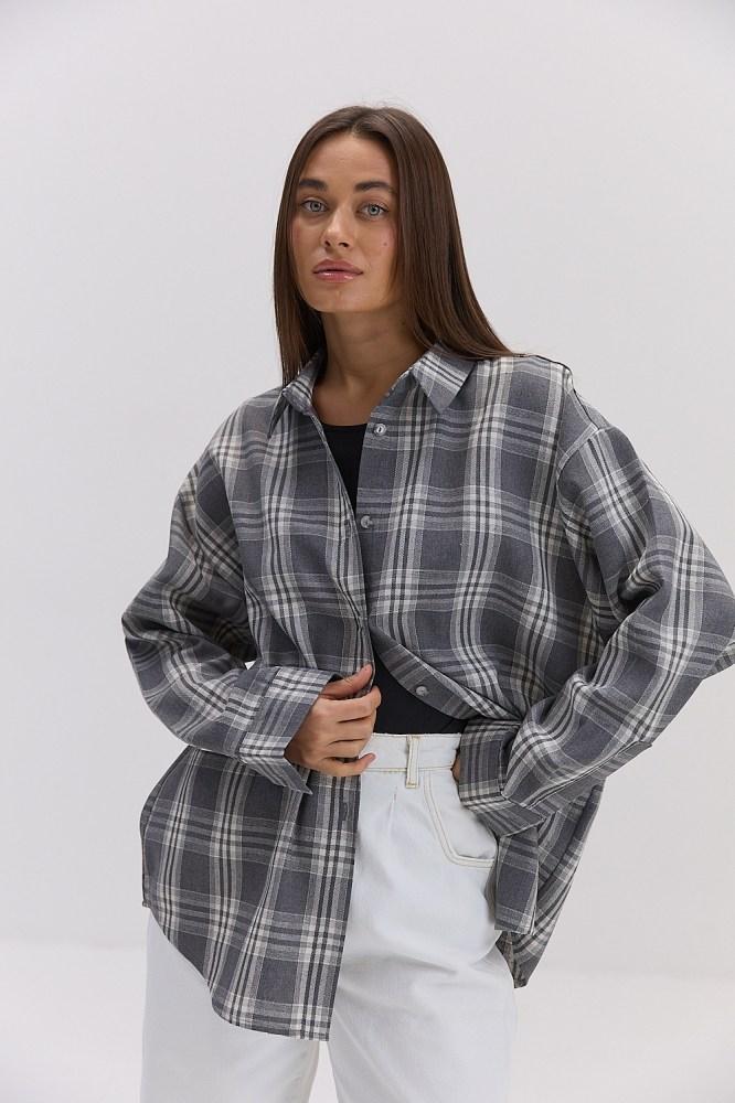 Жіноча картата сорочка в стилі оверсайз, фото 1