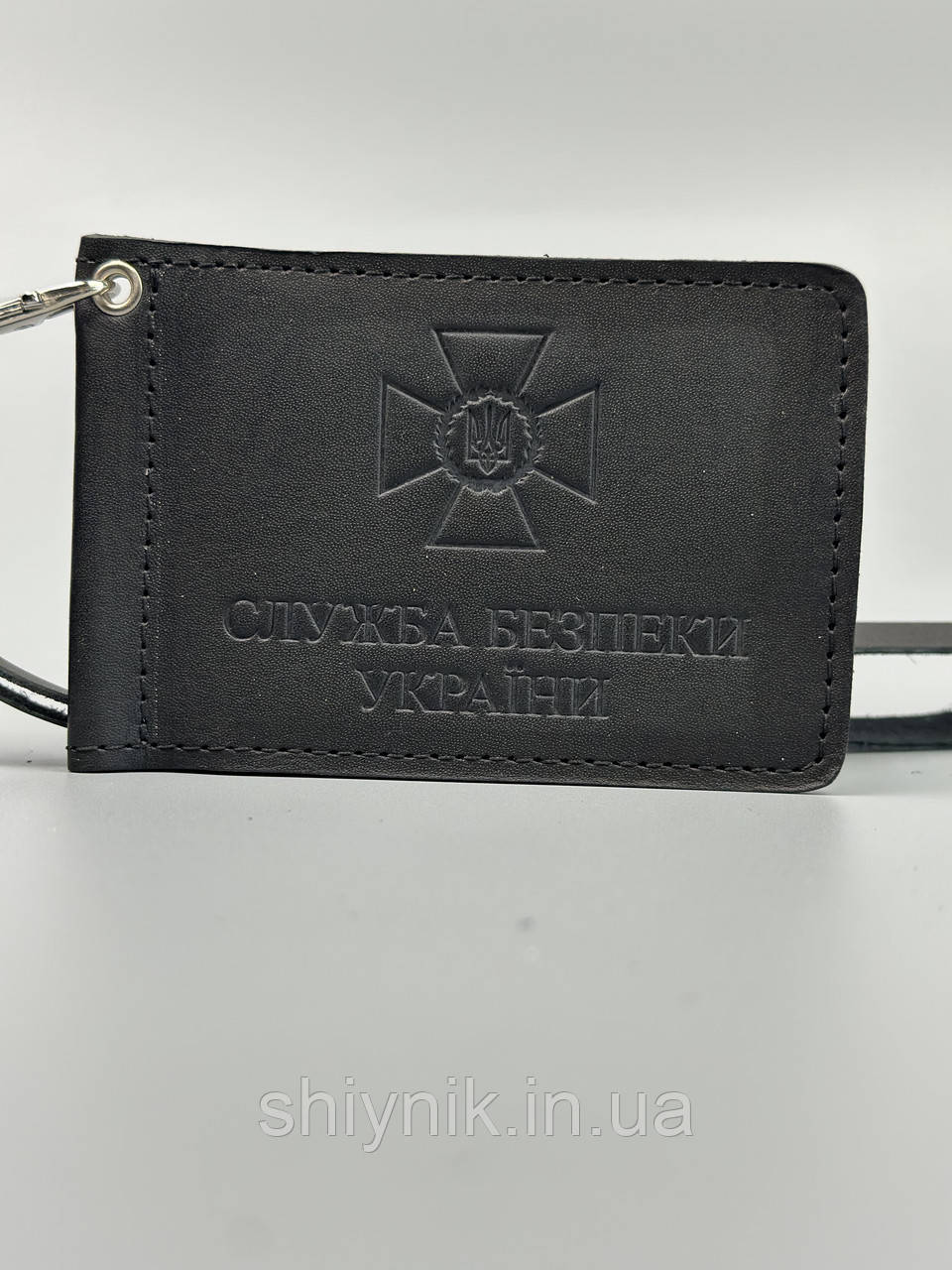 Шкіряна обкладинка для посвідчення "СЛУЖБА БЕЗПЕКИ УКРАЇНИ" чорна