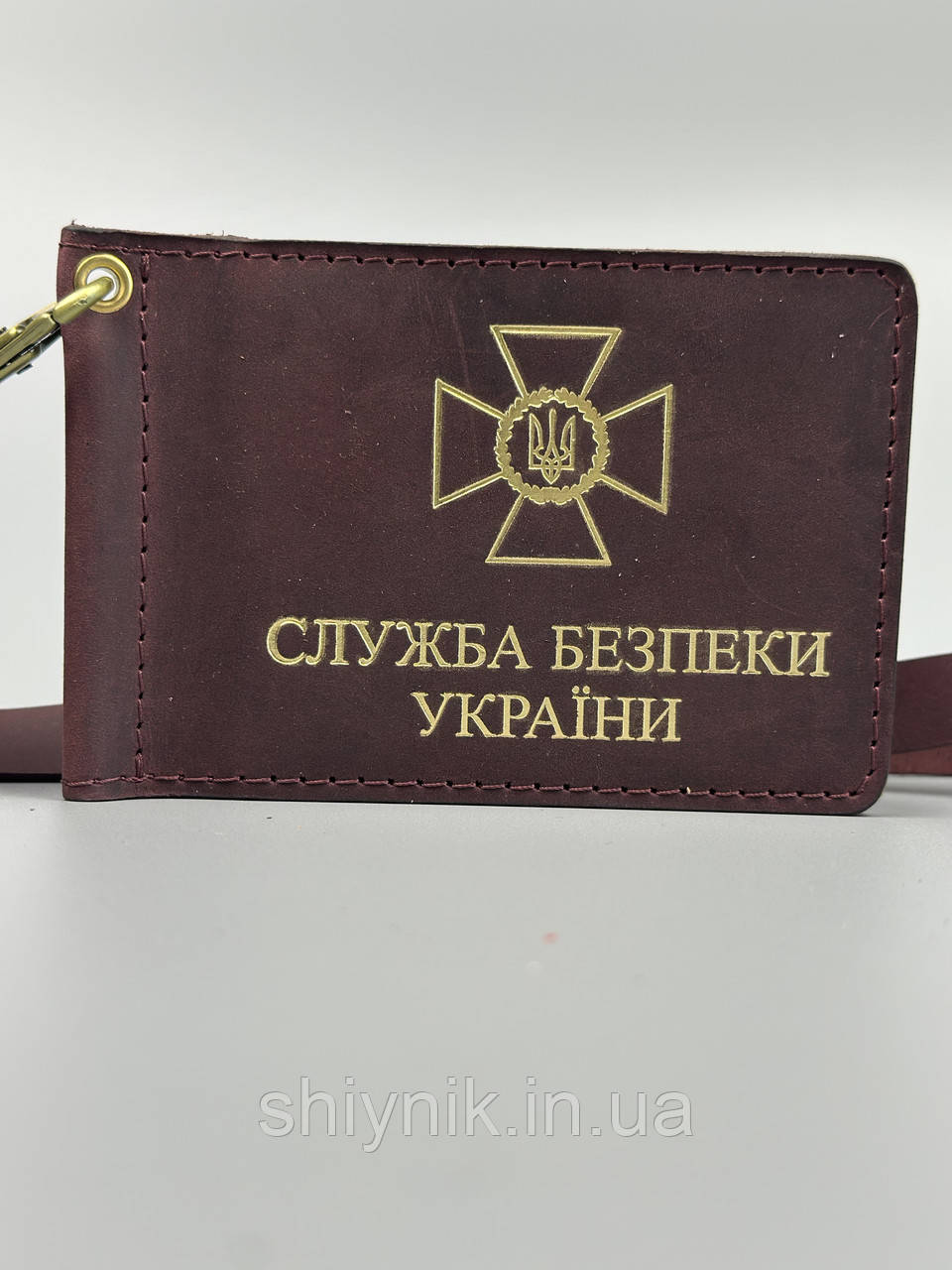 Шкіряна обкладинка для посвідчення "СЛУЖБА БЕЗПЕКИ УКРАЇНИ" бордо