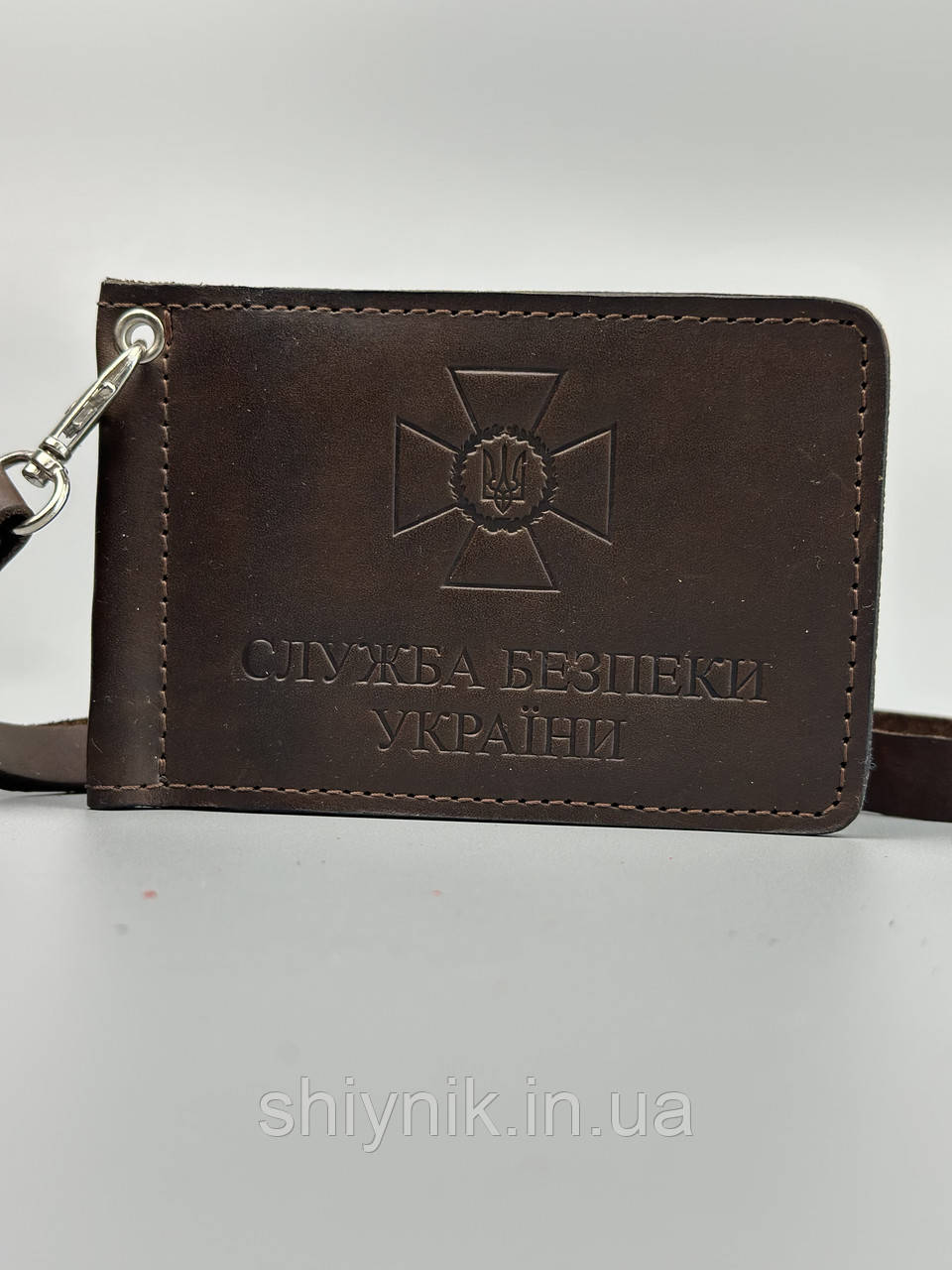Шкіряна обкладинка для посвідчення "СЛУЖБА БЕЗПЕКИ УКРАЇНИ" коричневий