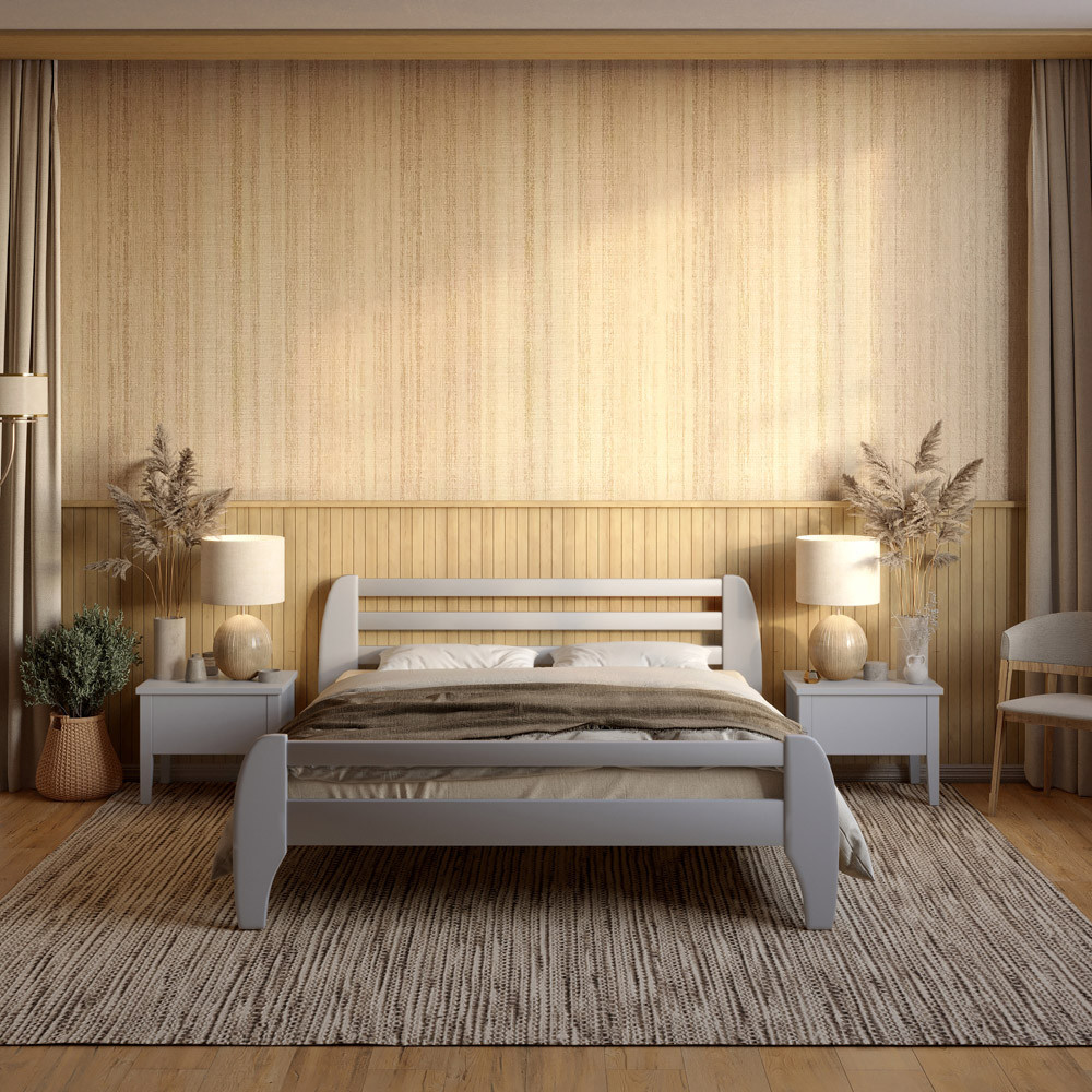 Односпальне дерев'яне ліжко Mebigrand Мілан Світло-сірий (RAL-7040) 70х190 см, фото 1