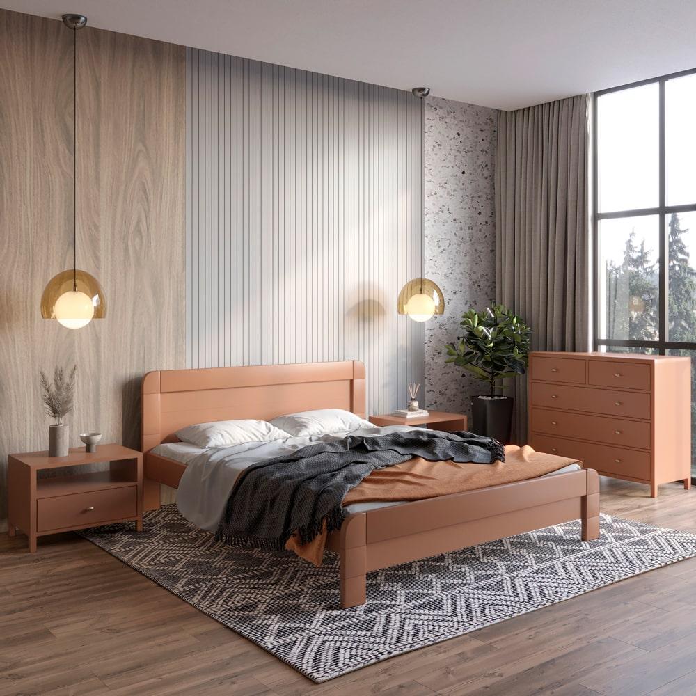 Полуторне дерев'яне ліжко Mebigrand Тоскана Коричневий (RAL8025) 120х200 см (MBG-3683)