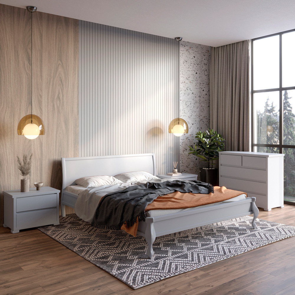 Односпальне дерев'яне ліжко Mebigrand Палермо Світло-сірий (RAL-7040) 70х200 см (MBG-11266), фото 1