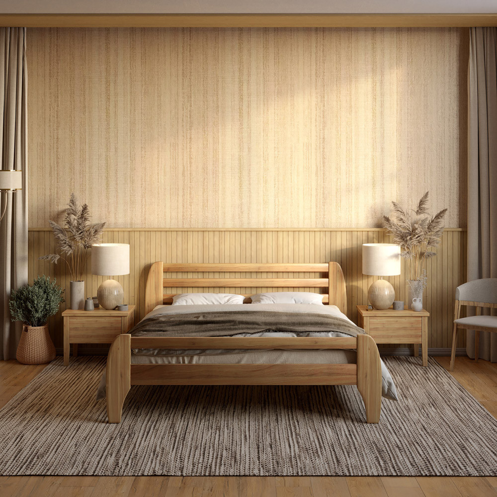 Односпальне дерев'яне ліжко Mebigrand Мілан Горіх світлий 90х200 см (MBG-6317), фото 1