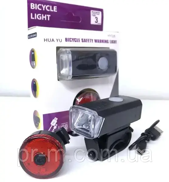 Ліхтар велосипедний 2в1 PL-B18 (HY028) біле і червоне світло (micro usb)
