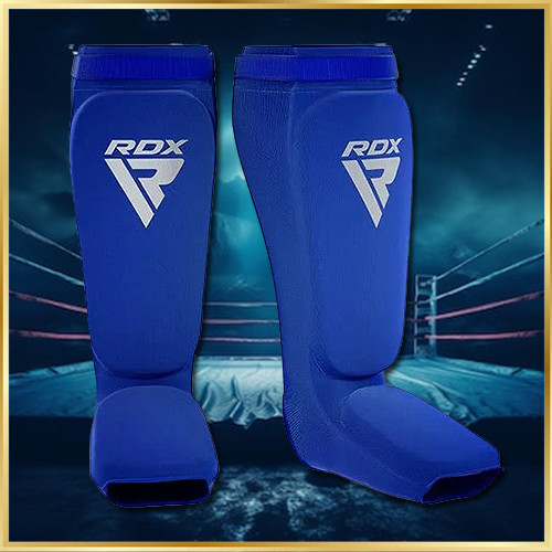 Захист гомілки та стопи RDX Shin Instep Foam Blue для занять ММА бойовим самбо кікбоксингом сині розмір M